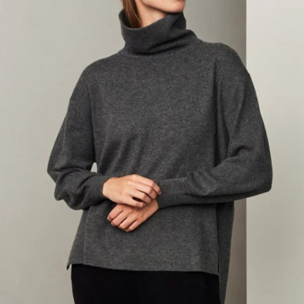 Reiss NWT Bijou Roll Neck Sweater Jumper Wool Loose Fit Charcoal Gray Size Large